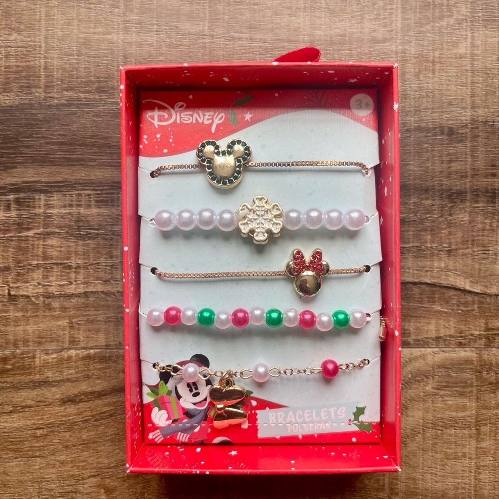 New Disney Bracelets, Set of 5 - Gold, Pink, Green